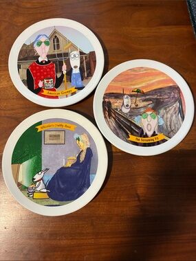 Hallmark Maxine Set of 3 Decorative Dessert Plates/John Wagner Artist